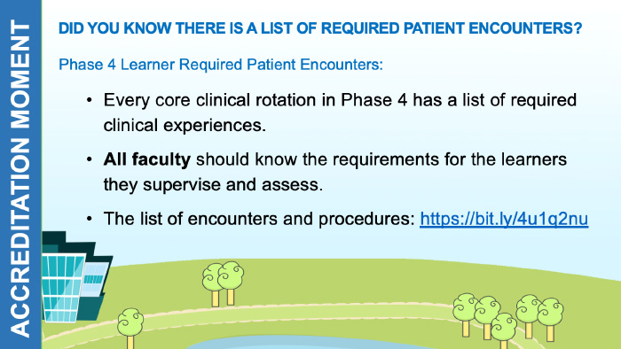 Graphic for knowing the list of required patient encounters